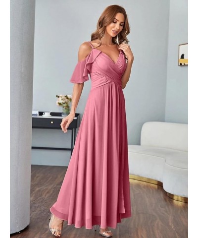 Women's Cold Shoulder Chiffon Bridesmaids Dresses Long Slit Formal Party Dress for Junior ABC095… Teal Blue $35.99 Dresses