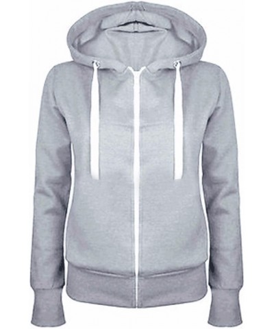 Hoodies for Women Fleece Full Zip Up Long Sleeve Sweatshirts Drawstring Fall Casual Jacket Hooded Top Fashion 2023 7 Gray $8....