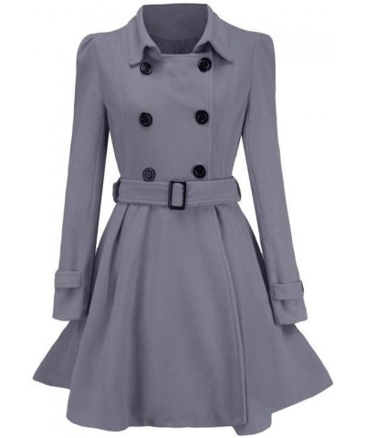 Wool Lapel Trench Parka Coat Women Warm Outwear Long Jacket Overcoat Gray 9527 $25.32 Coats