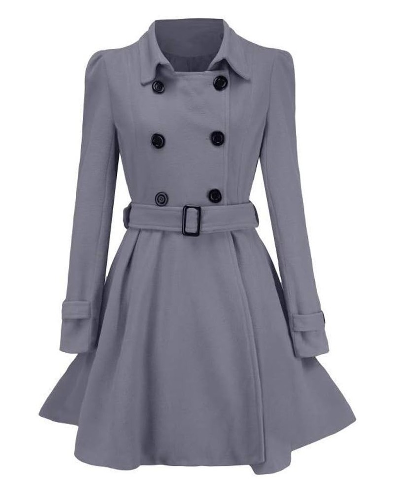 Wool Lapel Trench Parka Coat Women Warm Outwear Long Jacket Overcoat Gray 9527 $25.32 Coats