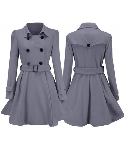 Wool Lapel Trench Parka Coat Women Warm Outwear Long Jacket Overcoat Gray 9527 $25.32 Coats