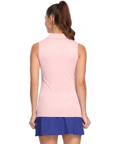 Women's Polo Sleeveless Shirts UPF 50+ Quick Dry Golf Tennis Athletic Tank Tops Outdoor Sports Light Pink $10.65 Shirts