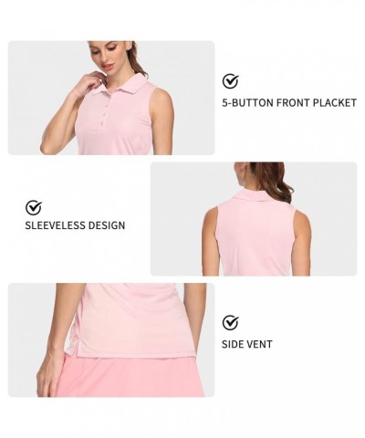 Women's Polo Sleeveless Shirts UPF 50+ Quick Dry Golf Tennis Athletic Tank Tops Outdoor Sports Light Pink $10.65 Shirts