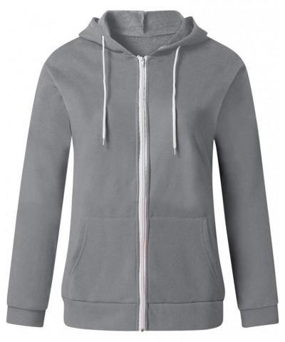 Hoodies for Women Zip UP Hooded Sweatshirts Fall Fashion 2023 Long Sleeve Drawstring Tops Casual Lightweight Jackets A01-gray...