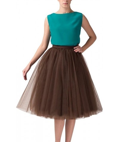 Women's Tulle Petticoat Tutu Skirt Bridal Petticoat Underskirt 12021 Chocolate $14.30 Skirts