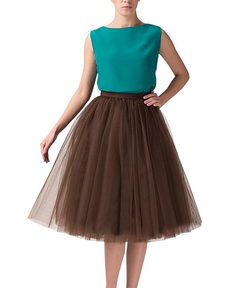 Women's Tulle Petticoat Tutu Skirt Bridal Petticoat Underskirt 12021 Chocolate $14.30 Skirts