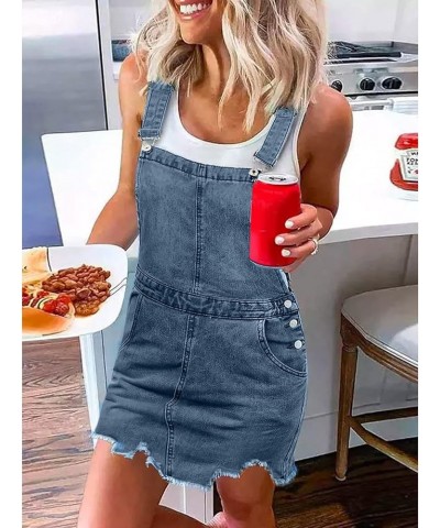 Denim Jumpsuit for Women Casual Sleeveless Adjustable Strap Short Jumpsuits Stretchy Baggy Bib Overalls Romper Dress A-gray $...