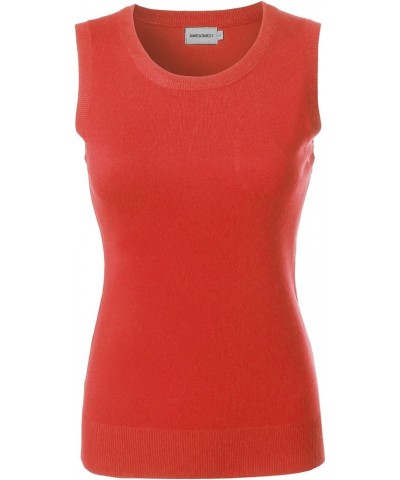 Women's Solid Office Look Soft Stretch Sleeveless Viscose Knit Vest Top Awttsl0104 Coral $9.62 Vests