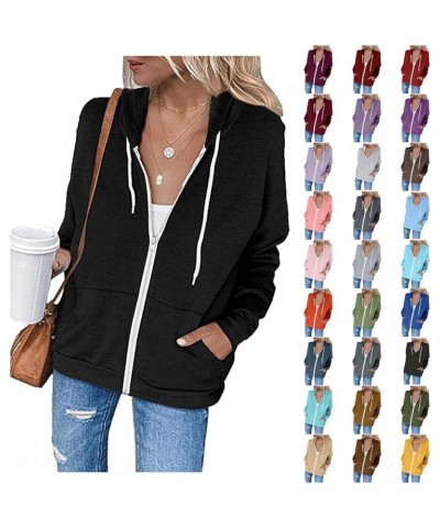 Hoodies for Women Zip UP Hooded Sweatshirts Fall Fashion 2023 Long Sleeve Drawstring Tops Casual Lightweight Jackets A01-gray...