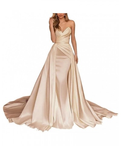 Elegant Beach Mermaid Wedding Dresses Satin Prom Ball Gowns for Bride Long Formal Evening Party Gowns A-champagne $35.70 Dresses