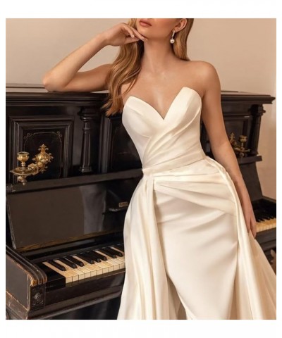 Elegant Beach Mermaid Wedding Dresses Satin Prom Ball Gowns for Bride Long Formal Evening Party Gowns A-champagne $35.70 Dresses