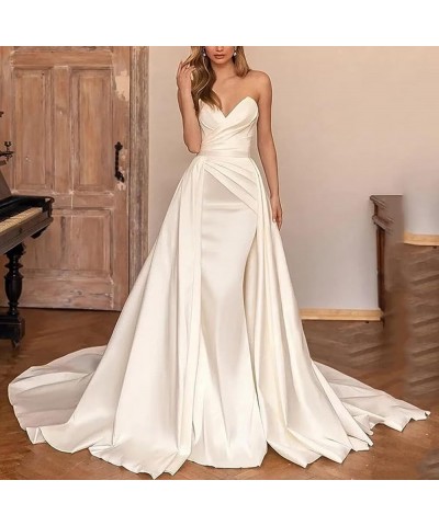 Elegant Beach Mermaid Wedding Dresses Satin Prom Ball Gowns for Bride Long Formal Evening Party Gowns A-champagne $35.70 Dresses