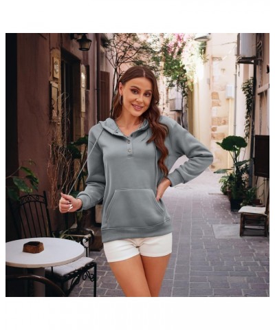 Womens Fashion Hoodie 2023 Button Collar Pullover Drawstring Hooded Sweatshirt Casual Long Sleeve Tops Fall Clothes $12.68 Ho...