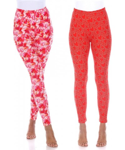 Women's Plus Size Super Soft Capri Leggings Red/White, Red Heart $16.49 Leggings