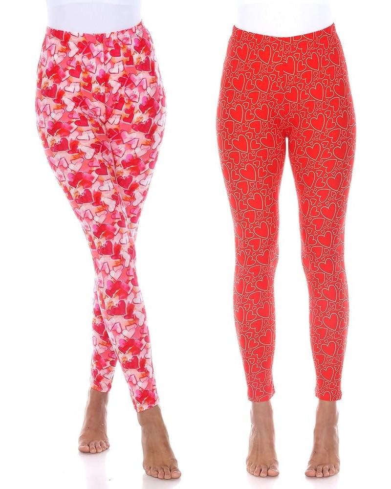 Women's Plus Size Super Soft Capri Leggings Red/White, Red Heart $16.49 Leggings