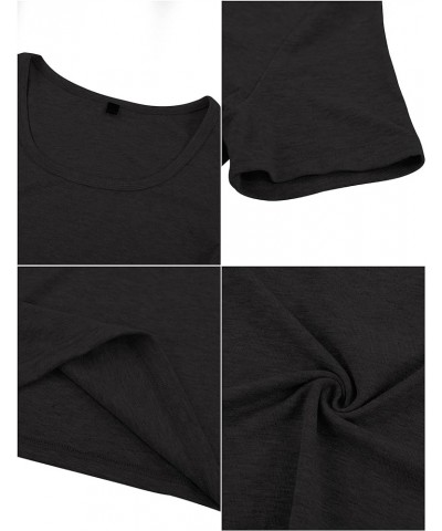 Women 's Short Sleeve Square Neck Ribbed Knit Cropped T Shirt Slim Fit Casual Basic Y2k Tops XS-XL 1 Black $10.25 T-Shirts