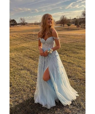 Lace Applique Corset Prom Dresses 2024 Tulle Long Ball Gowns for Women Formal Spaghetti Straps Split Wedding Dresses Blush $4...