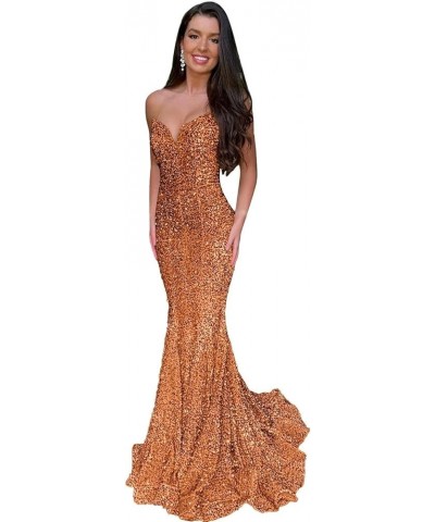 Mermaid Sequin Prom Dresses 2023 Long Formal Dresses with Train Strapless Backless V-Neck Trumpet Evening Gowns for Women Bur...