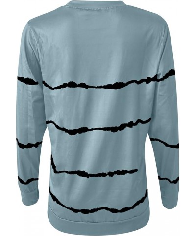 Sweatshirts for Women Loose Fit Casual Workout Pullover Tops Stripe Printed Lightweight Trendy 2023 Fall Clohtes Sky Blue 12 ...