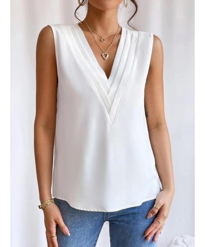 Womens Tank Tops, V Neck Tank Tops for Women Casual Summer, Loose Flowy Tank Tops for Women White $10.25 Tanks