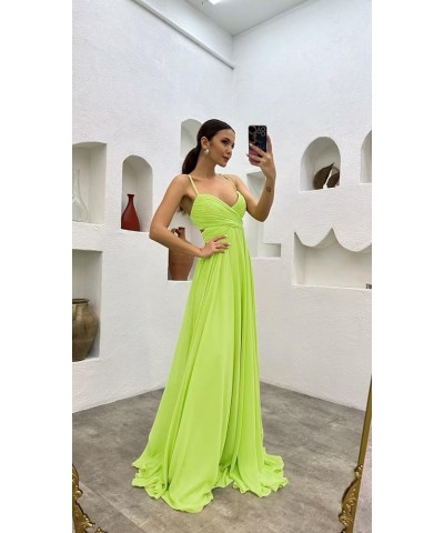 Long Spaghetti Straps Chiffon Bridesmaid Dresses V Neck Formal Wedding Guest Dresses for Women A Line Evening Gowns Gold $27....