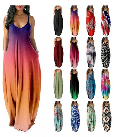 Maxi Dresses for Women Summer 2023 Boho Floral Beach Sundress Gradient Casual Sleeveless Long Dresses with Pockets A 17 $6.26...