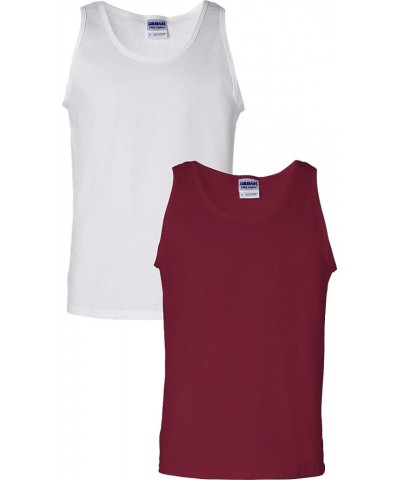 5200 - Heavy Cotton Tank Top White-cardinal Red $8.93 Shirts