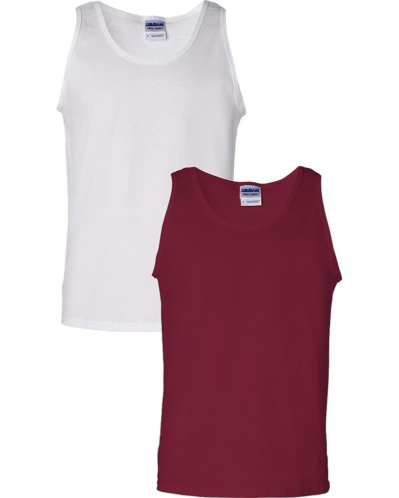 5200 - Heavy Cotton Tank Top White-cardinal Red $8.93 Shirts