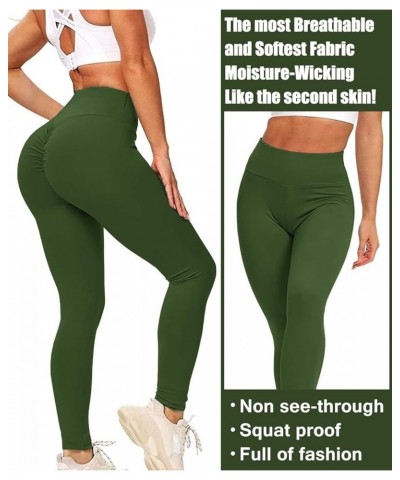 Women's High Waisted Butt Lifting Leggings Ruched Butt Seamless Booty Yoga Pants Tummy Control Sport Tights Green $12.00 Acti...