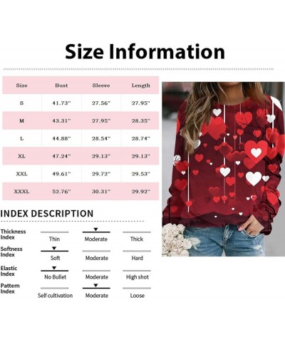 Valentine's Day Sweatshirts for Women O-Neck Blouses Love Heart Graphic Long Sleeve Shirts Casual Printed Pullover Tops 2-pin...