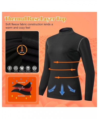 Turtleneck Base Layer for Skiing Hiking Women Cold Weather Fleece Thermal Shirt for Workout Running High Wicking 219-black-tu...