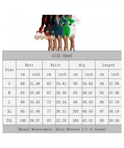 Women's Sexy Deep V Neck Long Sleeve Bodycon Ruched Wrap Mini Dresses Cocktail Mini Dresses for Women Evening Party Drawstrin...