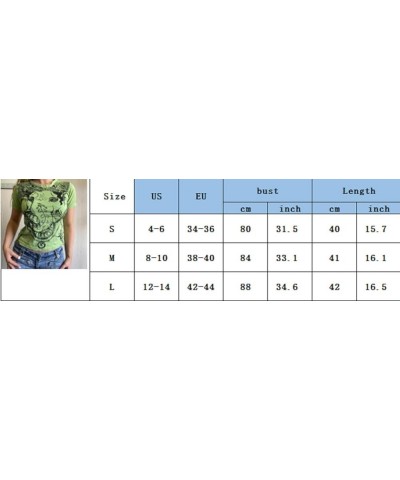 Women Y2K Gothic Short Sleeve T-Shirt Skull Print Oversized Round Neck Tee Vintage Grunge Shirts Harajuku Y-green Two Crew Ne...