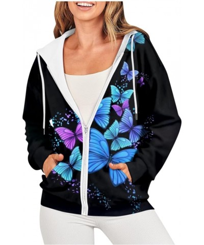 Zip Up Jacket Women,Trendy Printed Hoodies For Women Women'S Casual Fashion Printed Long Sleeve Pullover Hoodies Zipper 4-blu...