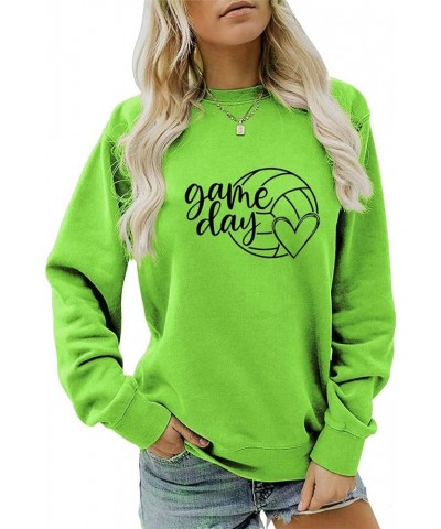 Women's Volleyball Game Day Sweatshirt, Casual and Trendy Cotton Blend Top, Volleyball Lovers Gift Fluorescent Green $18.59 H...