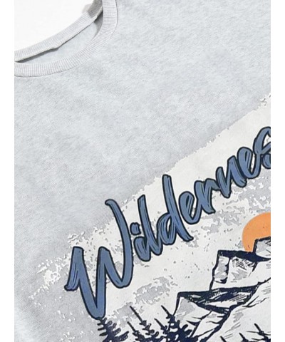 Women's Graphic Crewneck Long Sleeve Oversized Sweatshirt Pullover Tops Wilderness Grey $14.30 Hoodies & Sweatshirts