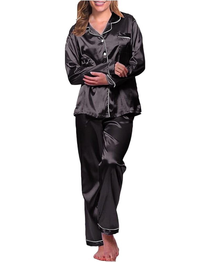 Silk Pajamas for Women Pants Set Pajama Sets for Women Silk Soft Silk Pajama Shorts for Women A-black $9.50 Sleep & Lounge