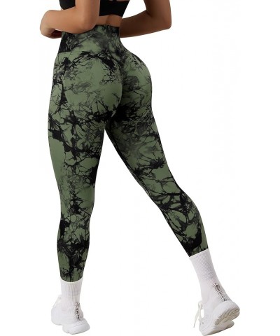 Women Seamless Crossover Leggings High Waisted Butt Lifting Workout Yoga Pants 11 Tie Dye Green $9.19 Activewear