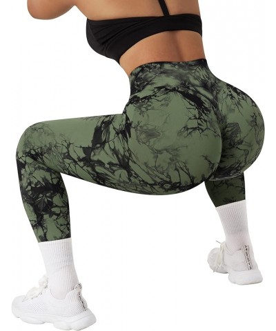 Women Seamless Crossover Leggings High Waisted Butt Lifting Workout Yoga Pants 11 Tie Dye Green $9.19 Activewear