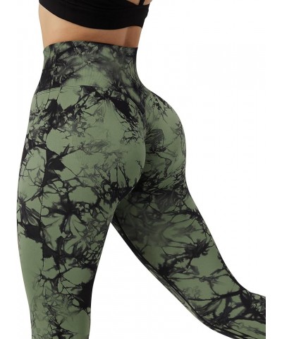 Women Seamless Crossover Leggings High Waisted Butt Lifting Workout Yoga Pants 11 Tie Dye Green $9.19 Activewear