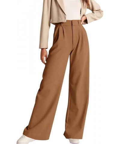 High Waisted Work Pants for Women Business Casual Office Dress Pants Trousers with Pockets 2023 Brown $19.68 Pants