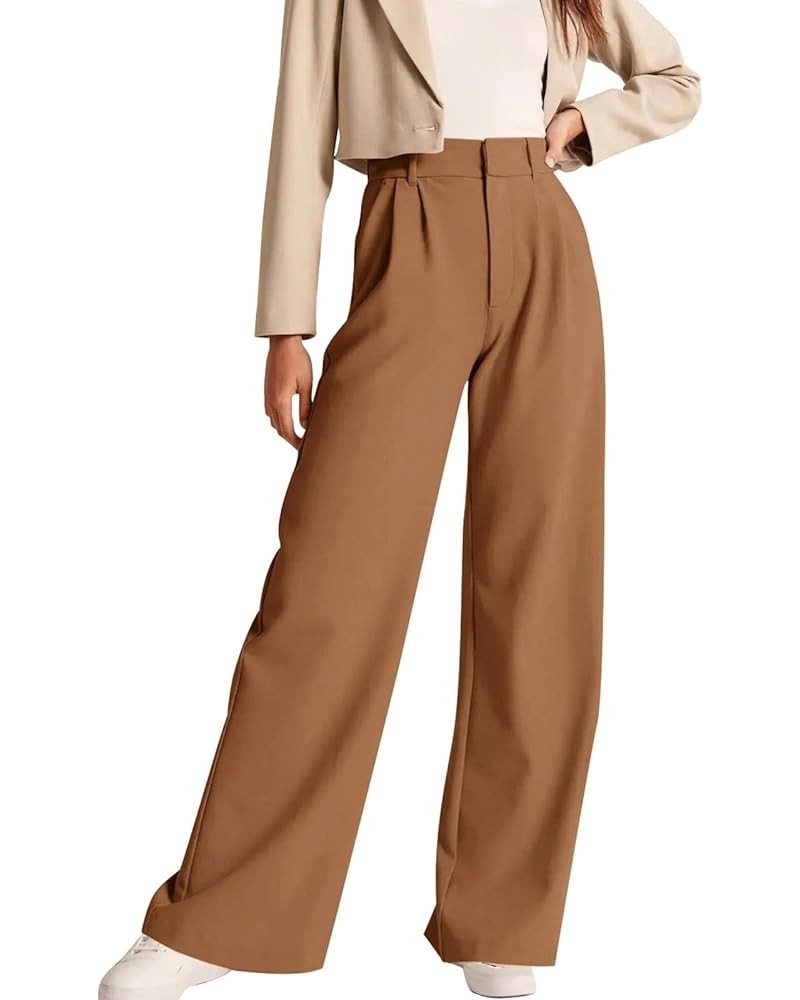 High Waisted Work Pants for Women Business Casual Office Dress Pants Trousers with Pockets 2023 Brown $19.68 Pants