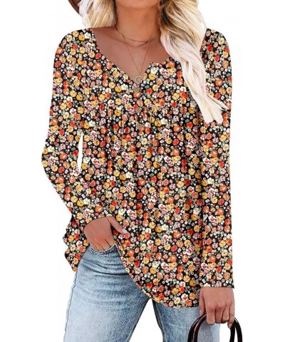 Women's Short Sleeve Shirts Long Sleeve Floral Summer Tops Loose Fit for Leggings Z Long Sleeve Yellow Red $18.87 Tops