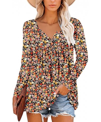 Women's Short Sleeve Shirts Long Sleeve Floral Summer Tops Loose Fit for Leggings Z Long Sleeve Yellow Red $18.87 Tops