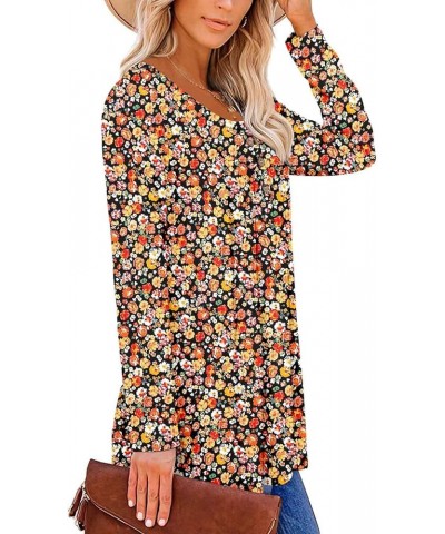 Women's Short Sleeve Shirts Long Sleeve Floral Summer Tops Loose Fit for Leggings Z Long Sleeve Yellow Red $18.87 Tops