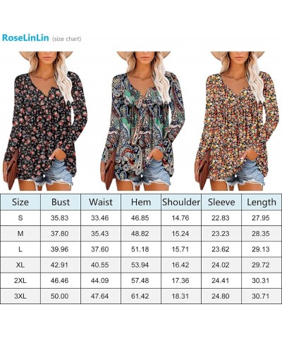 Women's Short Sleeve Shirts Long Sleeve Floral Summer Tops Loose Fit for Leggings Z Long Sleeve Yellow Red $18.87 Tops