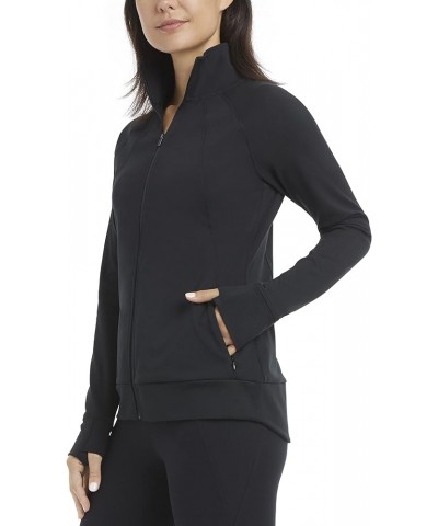 Women's Long Sleeve Zip Up Balance Jacket Deep Black $16.46 Jackets