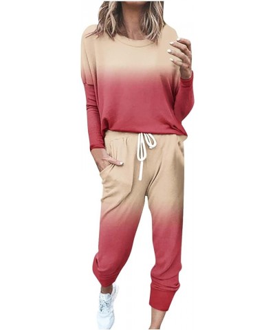 Sweat Suit for Women 2 Piece Set Long Sleeve Pullover Sweatshirt Baggy Sweatpants Sets Pockets Oversized Tracksuits Hot Pink ...