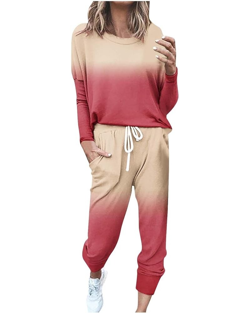 Sweat Suit for Women 2 Piece Set Long Sleeve Pullover Sweatshirt Baggy Sweatpants Sets Pockets Oversized Tracksuits Hot Pink ...