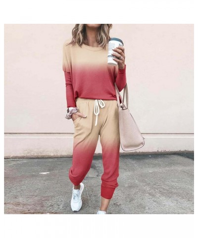 Sweat Suit for Women 2 Piece Set Long Sleeve Pullover Sweatshirt Baggy Sweatpants Sets Pockets Oversized Tracksuits Hot Pink ...